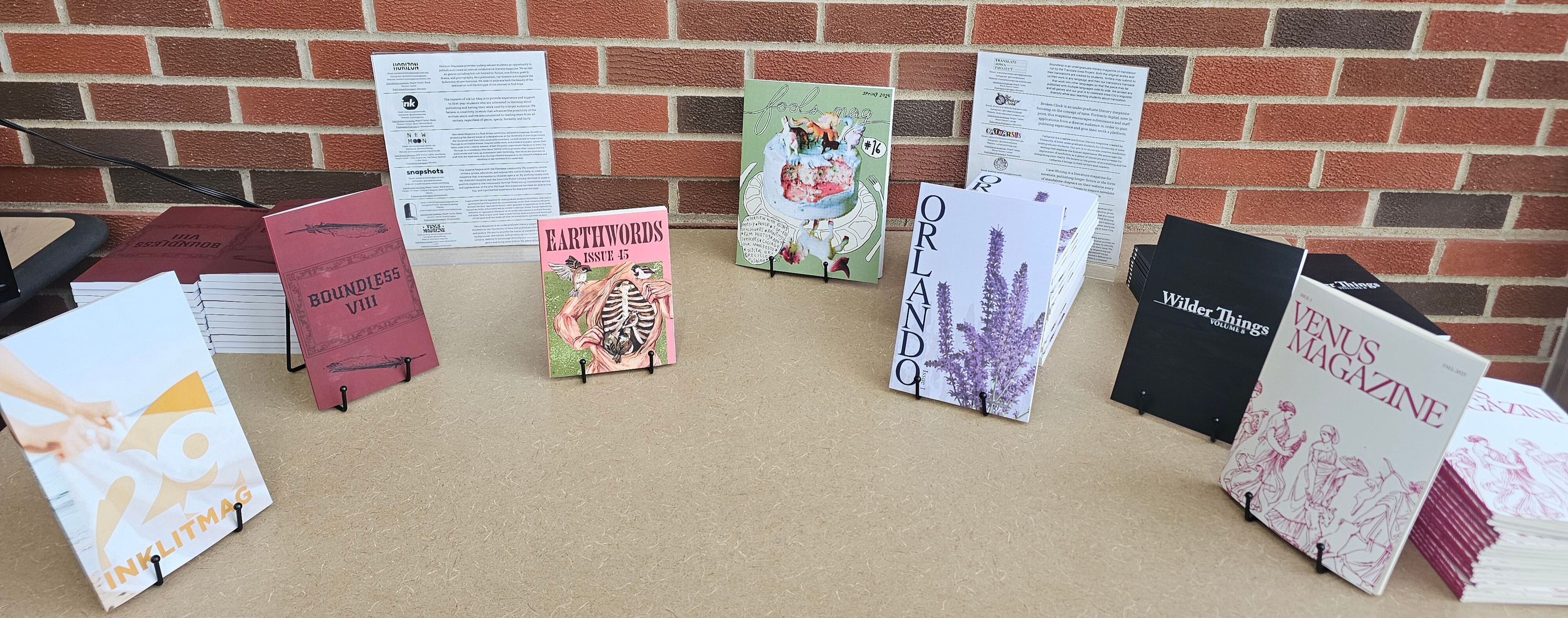 This is a photo of various publications produced by students.
