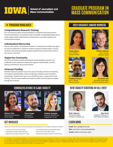 Iowa School of Journalism and Mass Communication flier