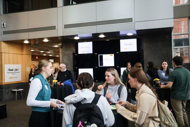 Students and faculty enjoyed the reception at the student exhibition on Tuesday, April 10, 2025.