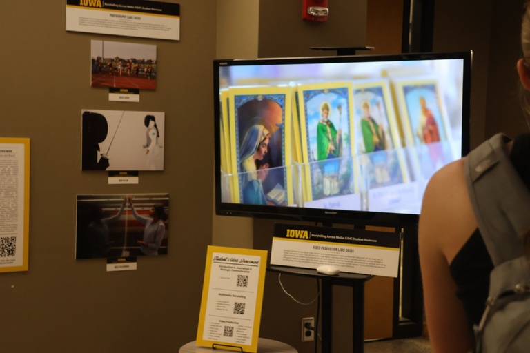 This is a photo of a monitor presenting student work.