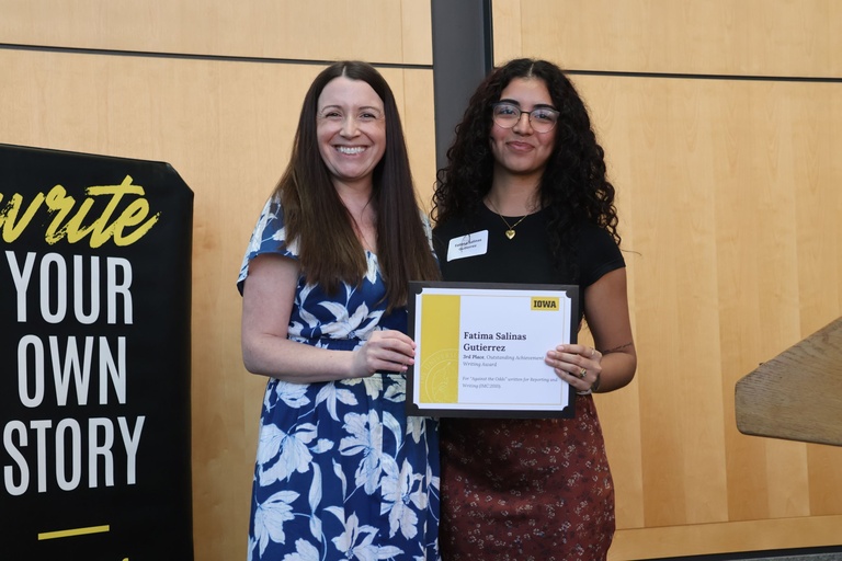 This is a photo of Fatima Salinas placing 3rd in the OAW Award
