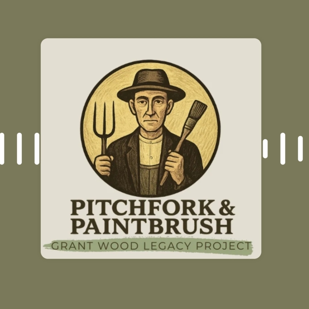 This is the logo for the podcast Pitchfork and Paintbrush.