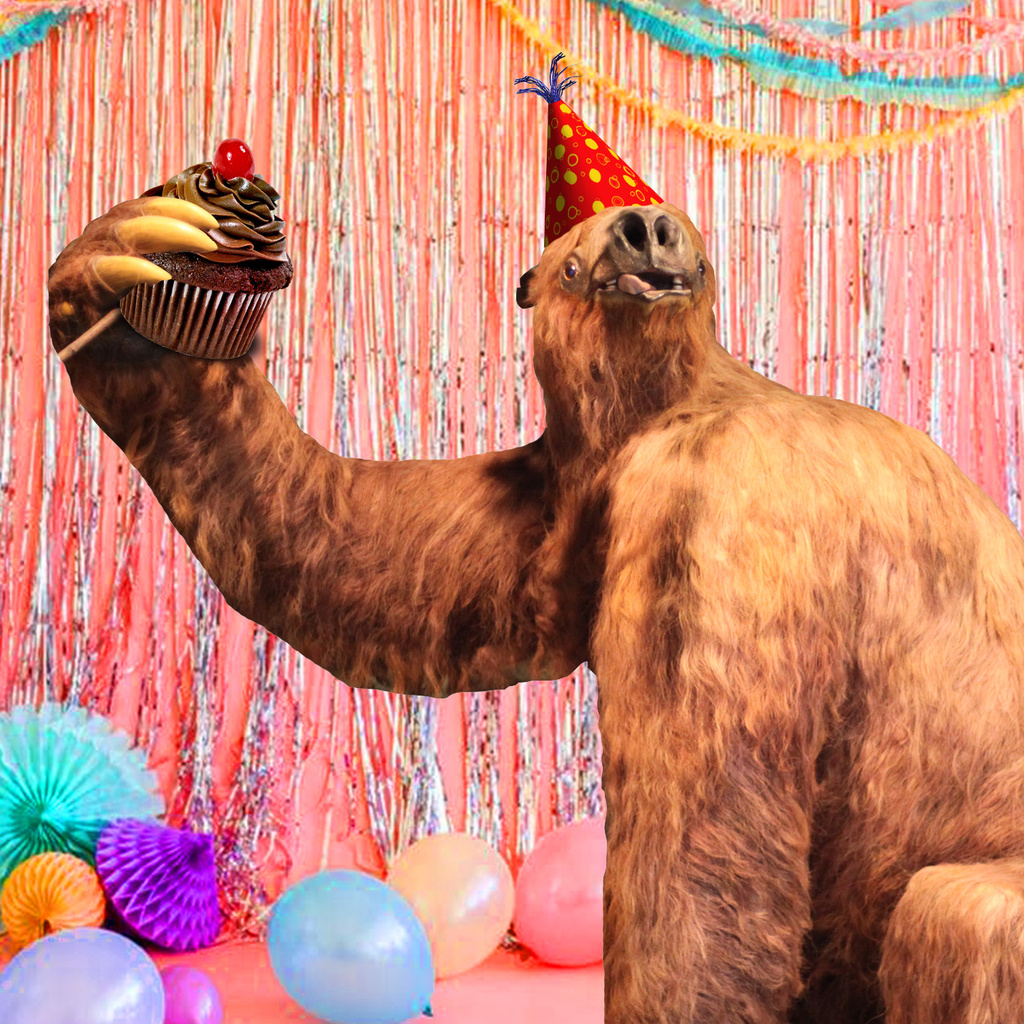 Rusty the Giant Ground Sloth's BIRTHDAY BASH promotional image