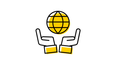 Image of globe with hands